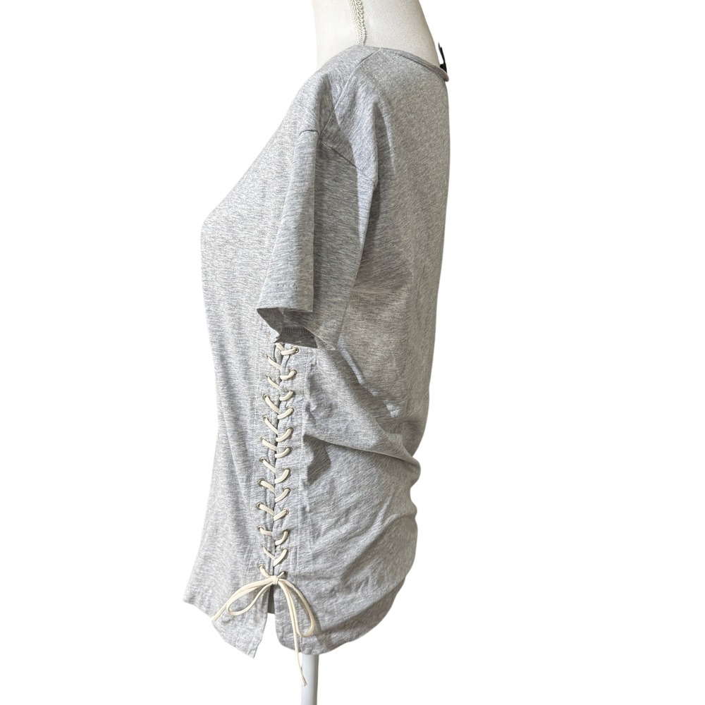 J. Crew Women's Heather Gray Lace Up Side Tie Cotton T-Shirt Size S Short Sleeve - Picture 7 of 11
